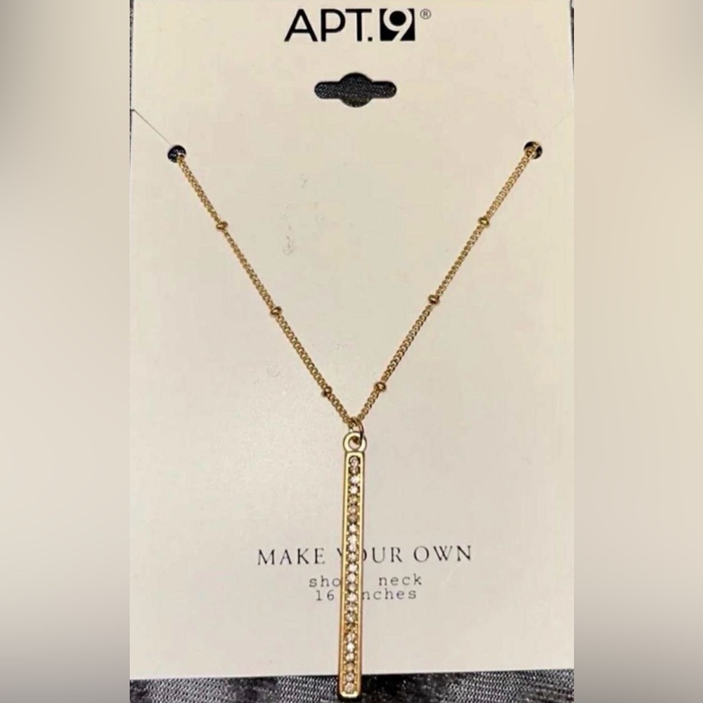 Apt. 9 Gold Tone Bar Necklace with Crystal Rhinestone Accents